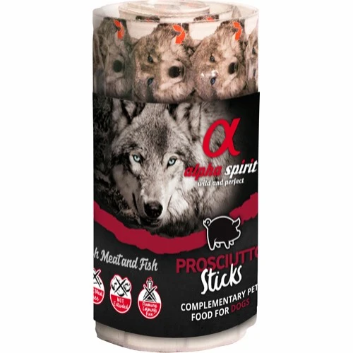 Alpha Spirit Prosciutto Stick 16 stk - kornfri hundesnacks med skinke